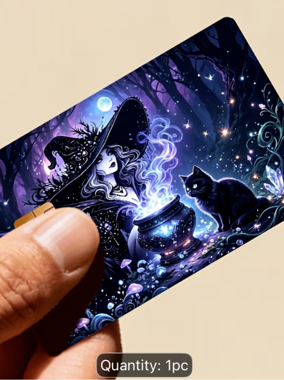 Mystical Witch & Black Cat Magic Bank credit card skin sticker